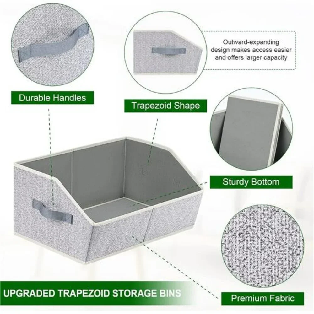 Closet Storage Bins 6 Pack Large Fabric Organizer Baskets with Handles Collapsib